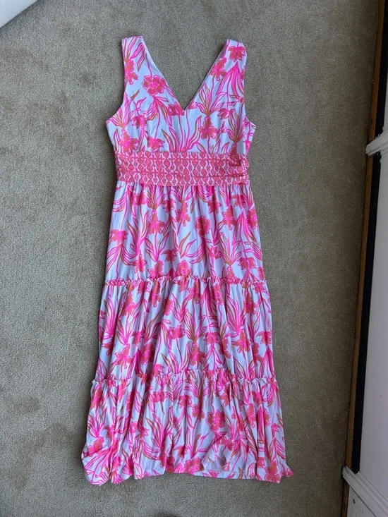 NWT Lilly Pulitzer Skylar maxi white pink & orange floral Lovely Long Stems XL - Picture 2 of 5